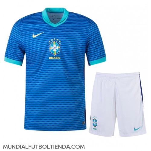 Camiseta Brasil Segunda Equipación Replica Copa America 2024 para niños mangas cortas (+ Pantalones cortos)